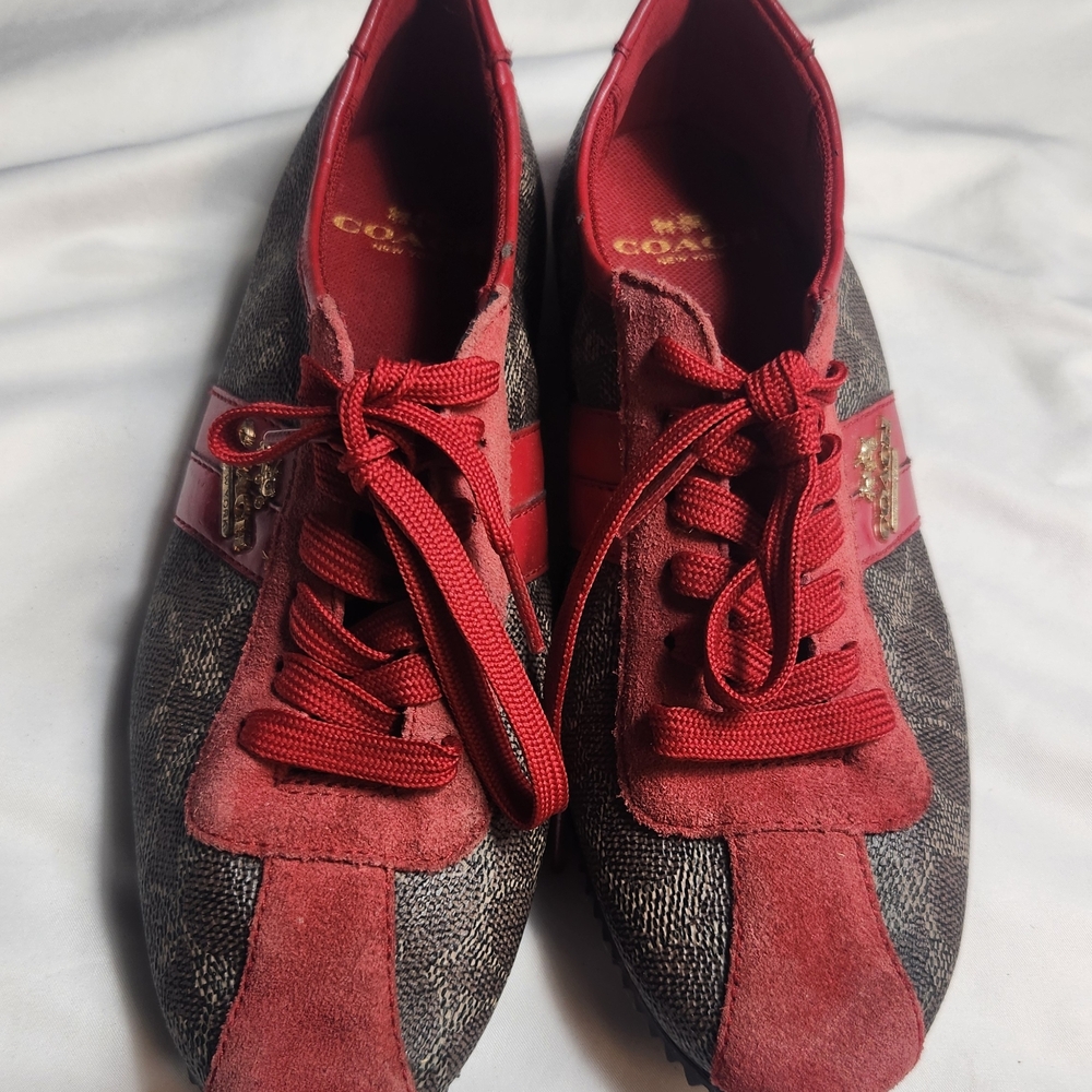 Coach Women's Red and Brown Sneakers